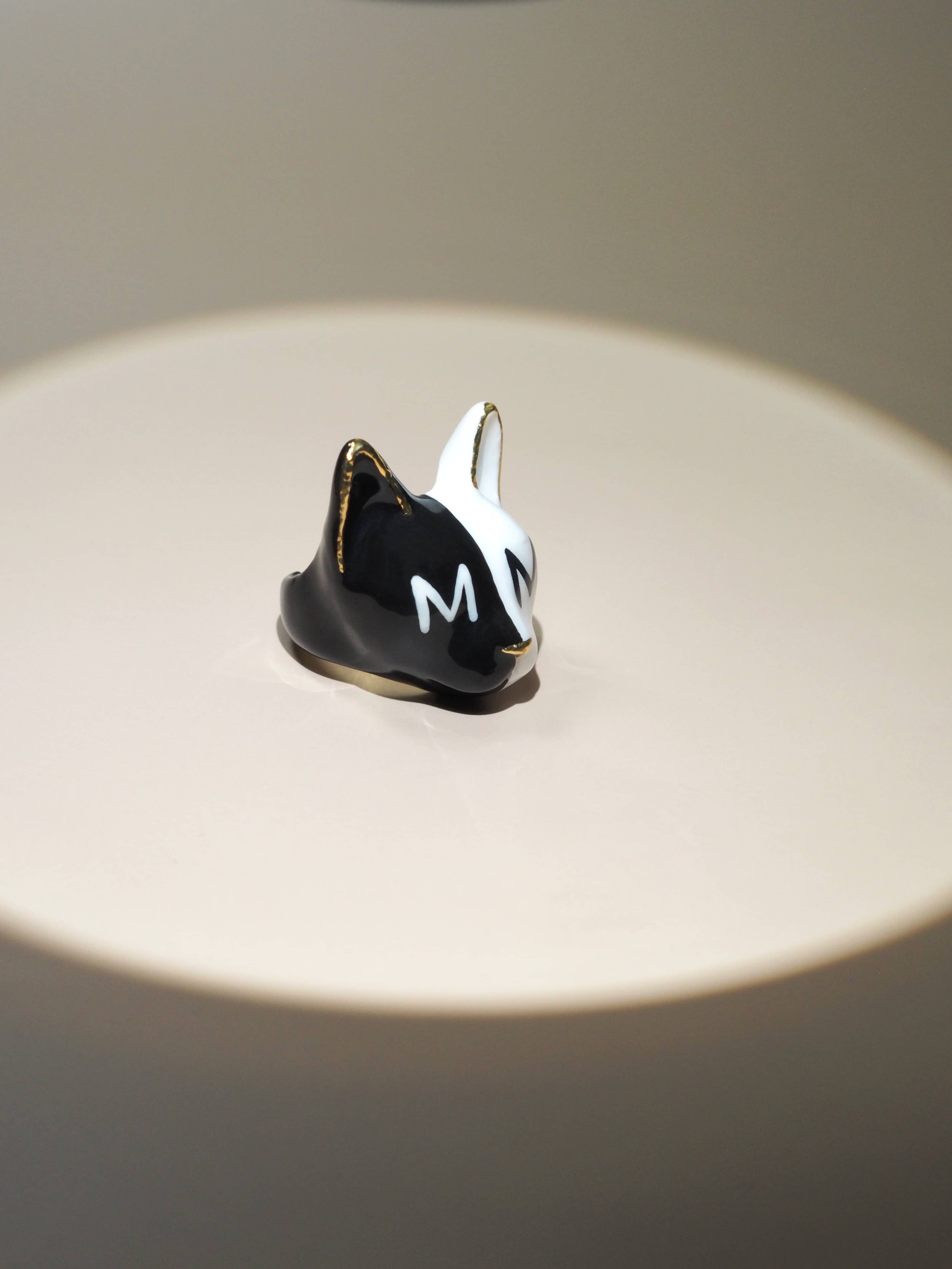 Half B&W Cat Ring | MaewMarch