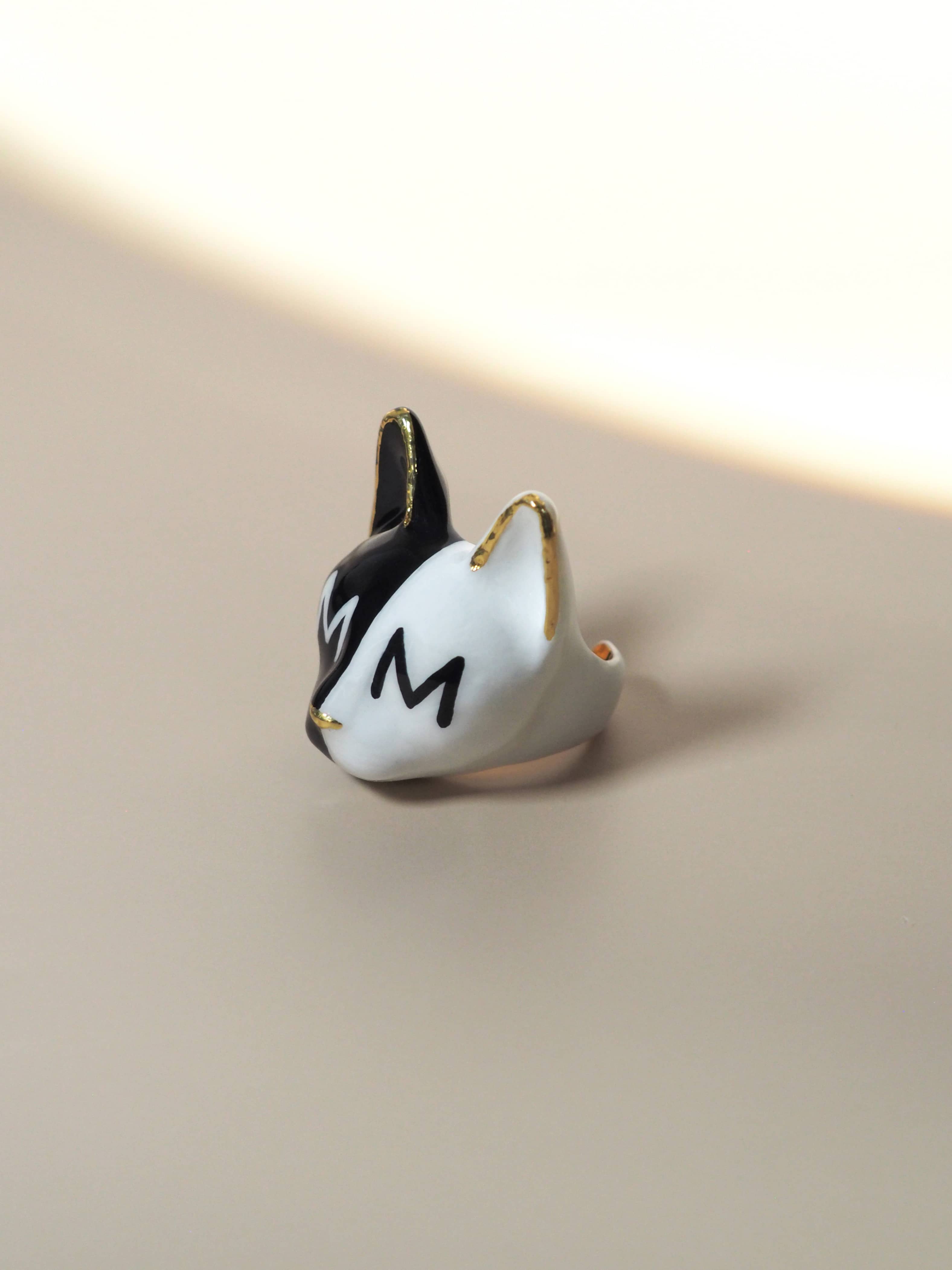 Half B&W Cat Ring | MaewMarch