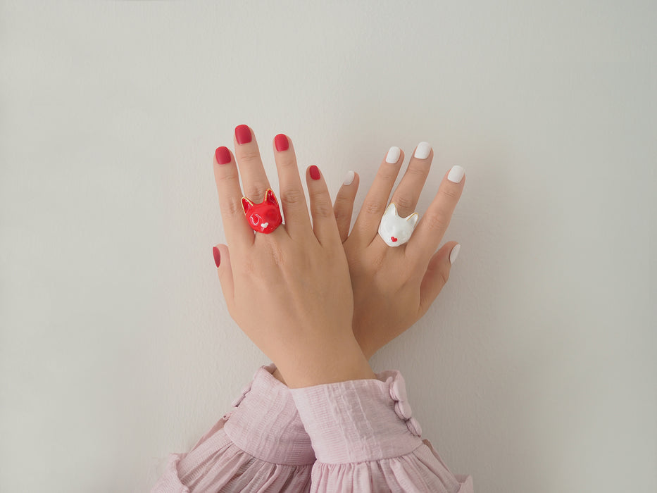 White Heart Cat Ring | MaewMarch