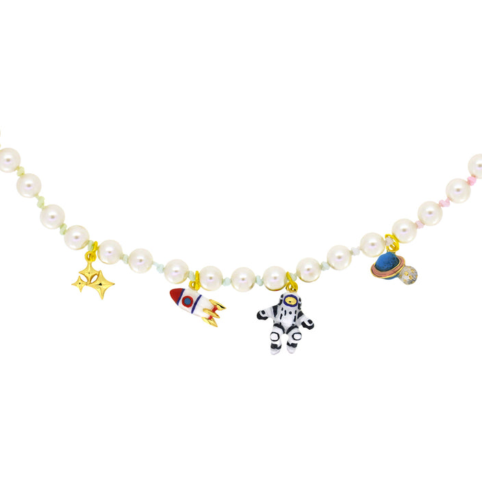 Space Walker Pearl Choker Pastel and Rainbow | Happy Story