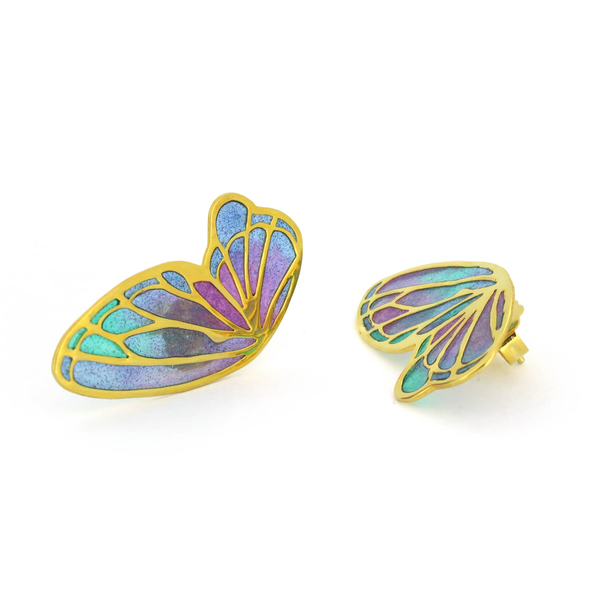 Enamel butterfly earrings featuring a stunning color palette with detailed craftsmanship