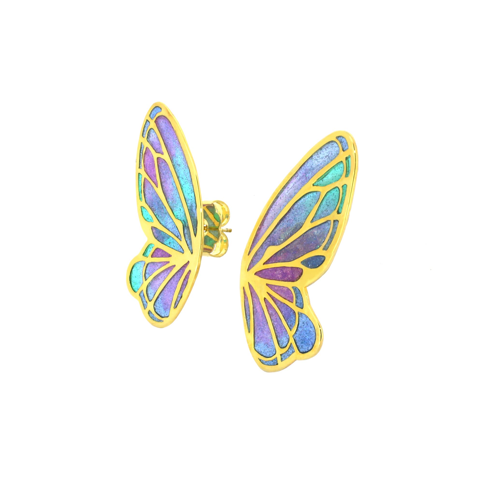 Enamel butterfly earrings featuring a stunning color palette with detailed craftsmanship