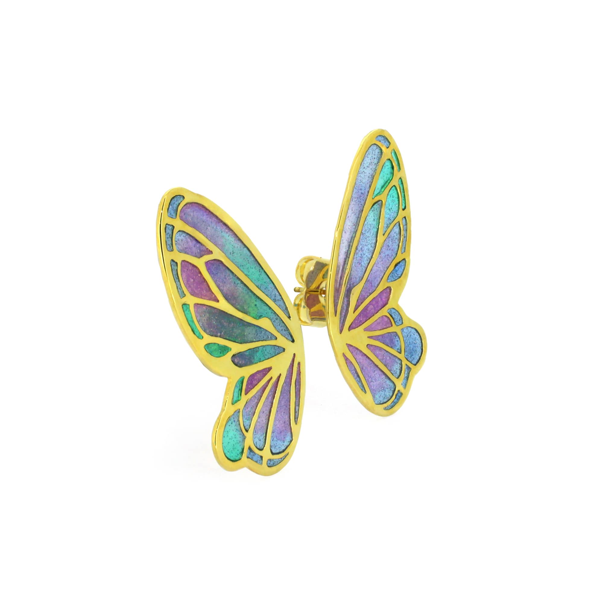 Enamel butterfly earrings featuring a stunning color palette with detailed craftsmanship