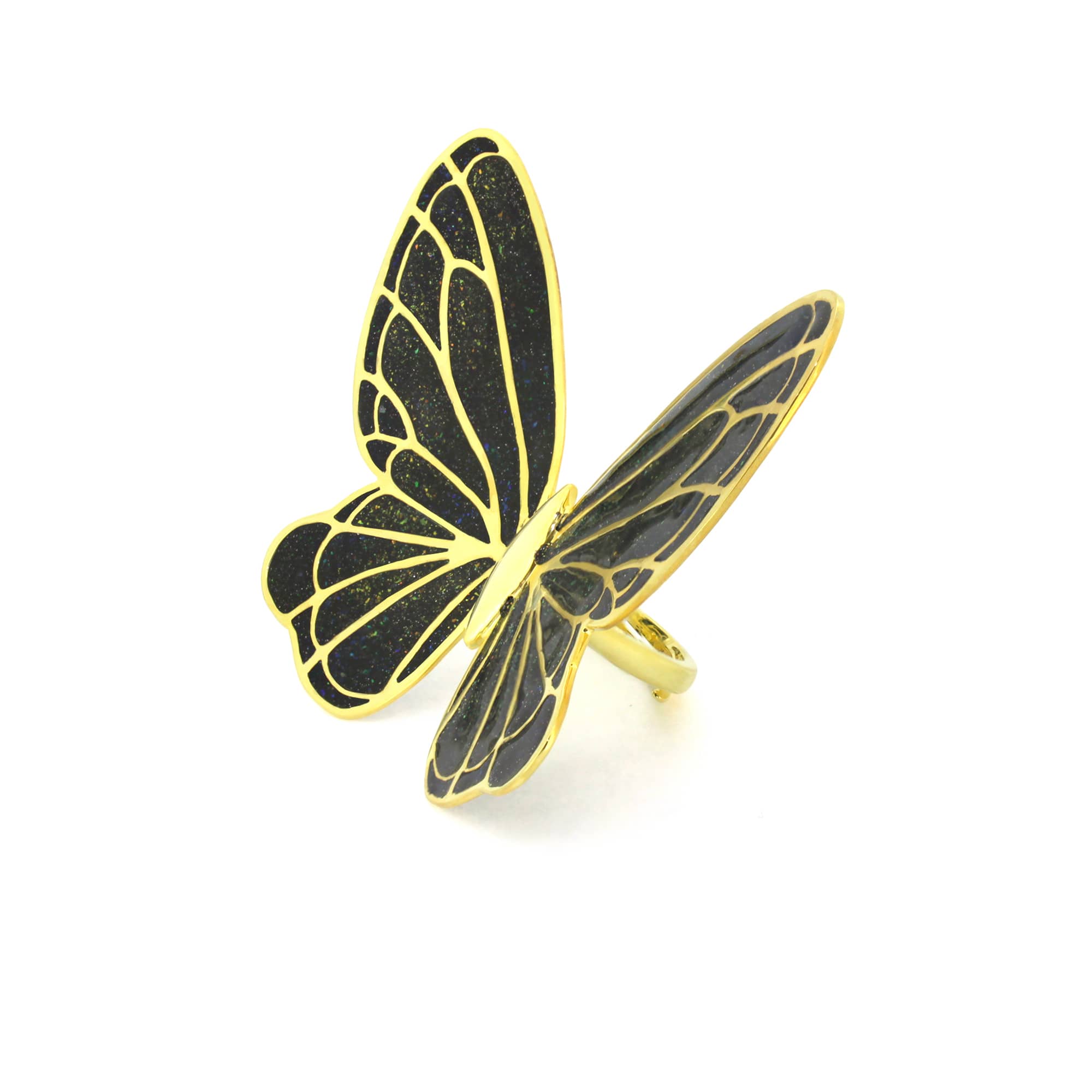 Artisan-crafted butterfly enamel ring showcasing unique craftsmanship.