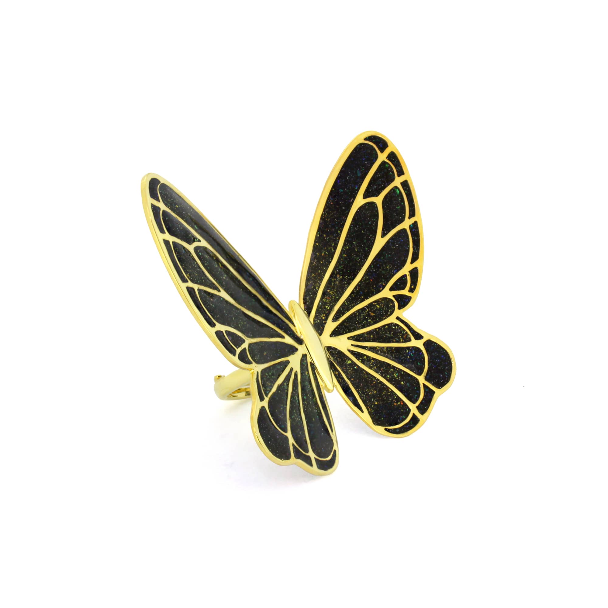 Artisan-crafted butterfly enamel ring showcasing unique craftsmanship.