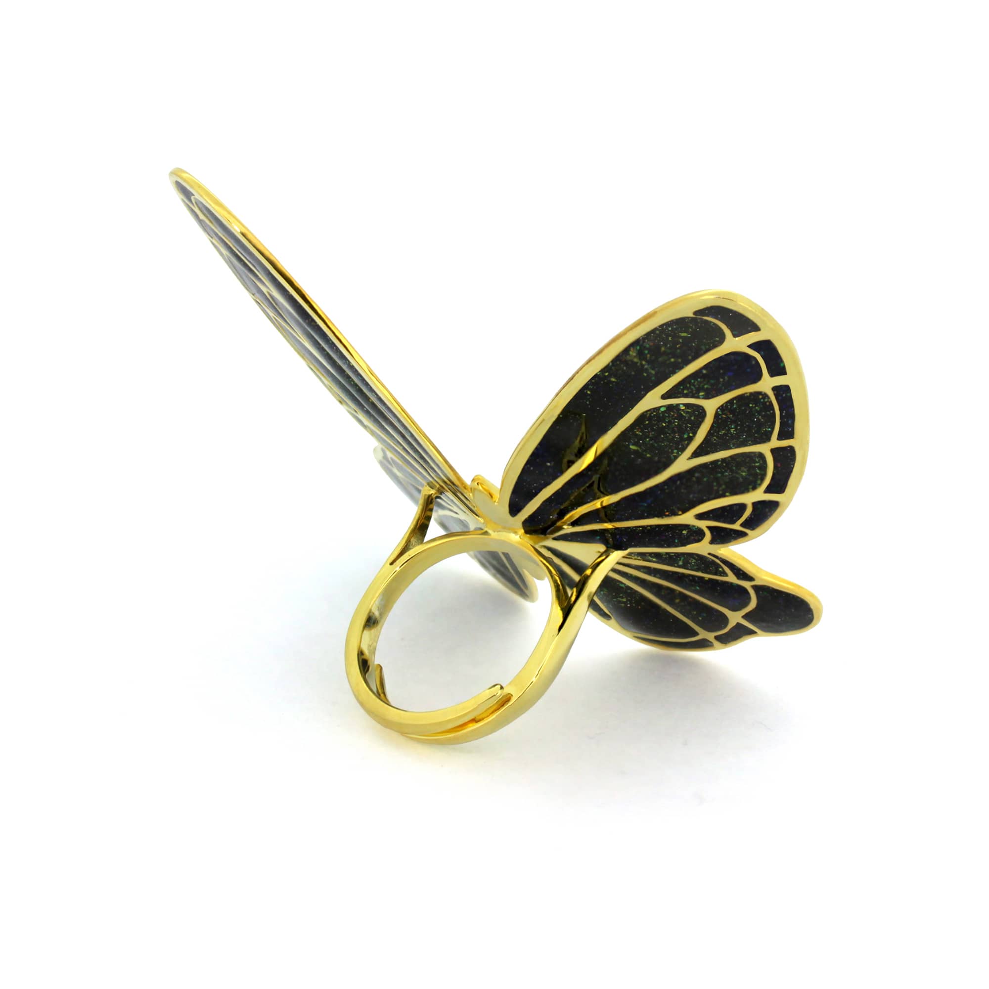 Artisan-crafted butterfly enamel ring showcasing unique craftsmanship.