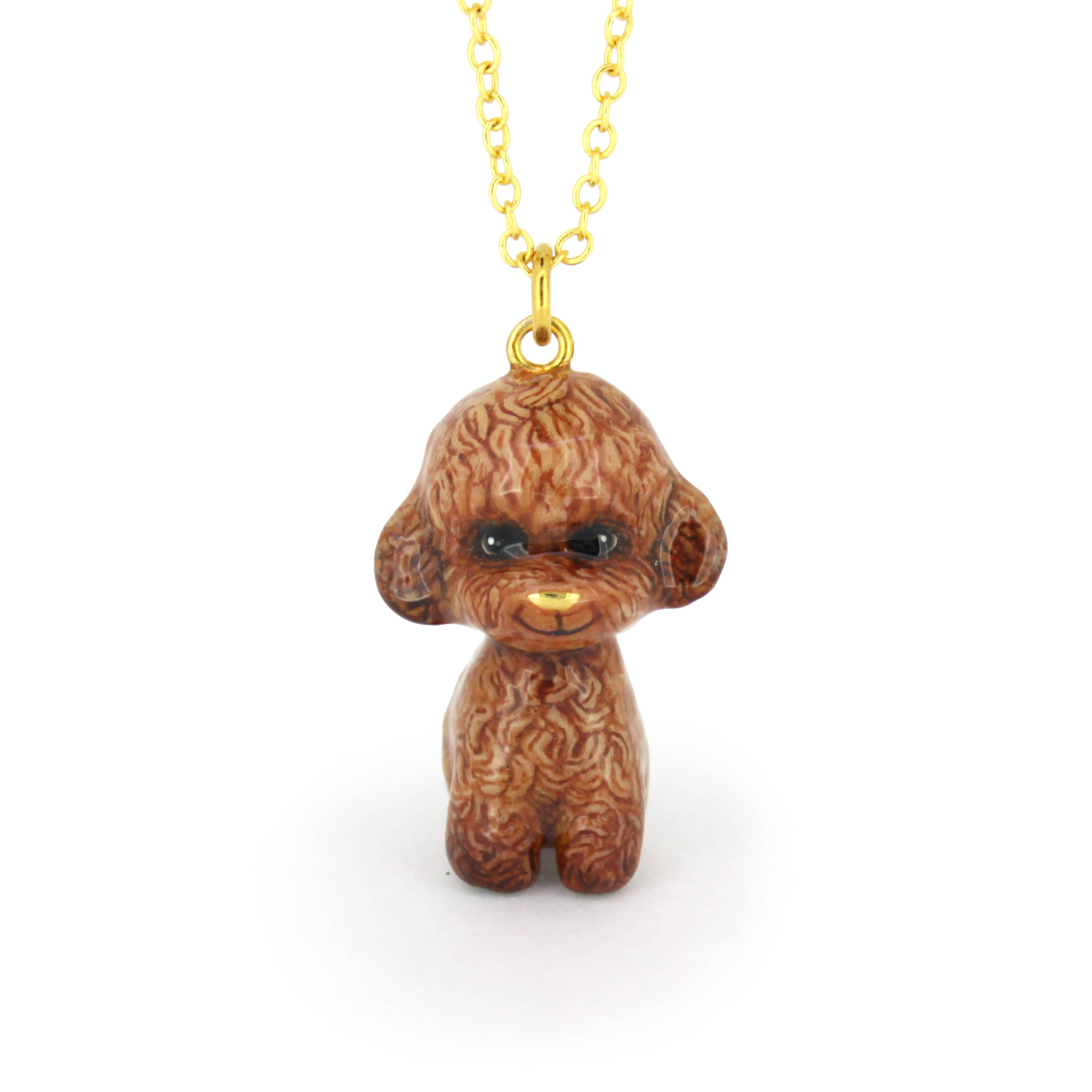 Cute poodle pendant, hand-painted and designed as wearable art.