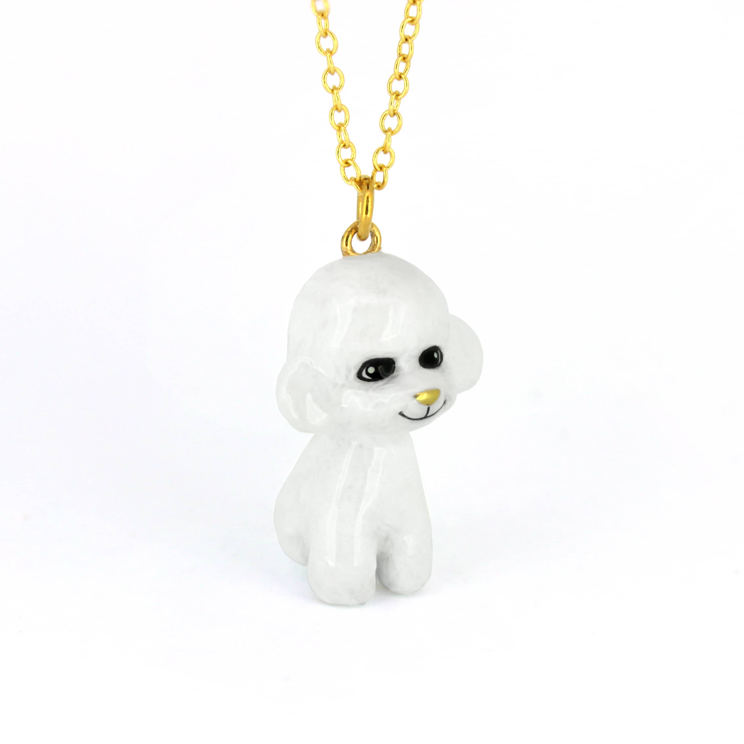 Cute poodle pendant necklace, hand-painted and designed for dog lovers.