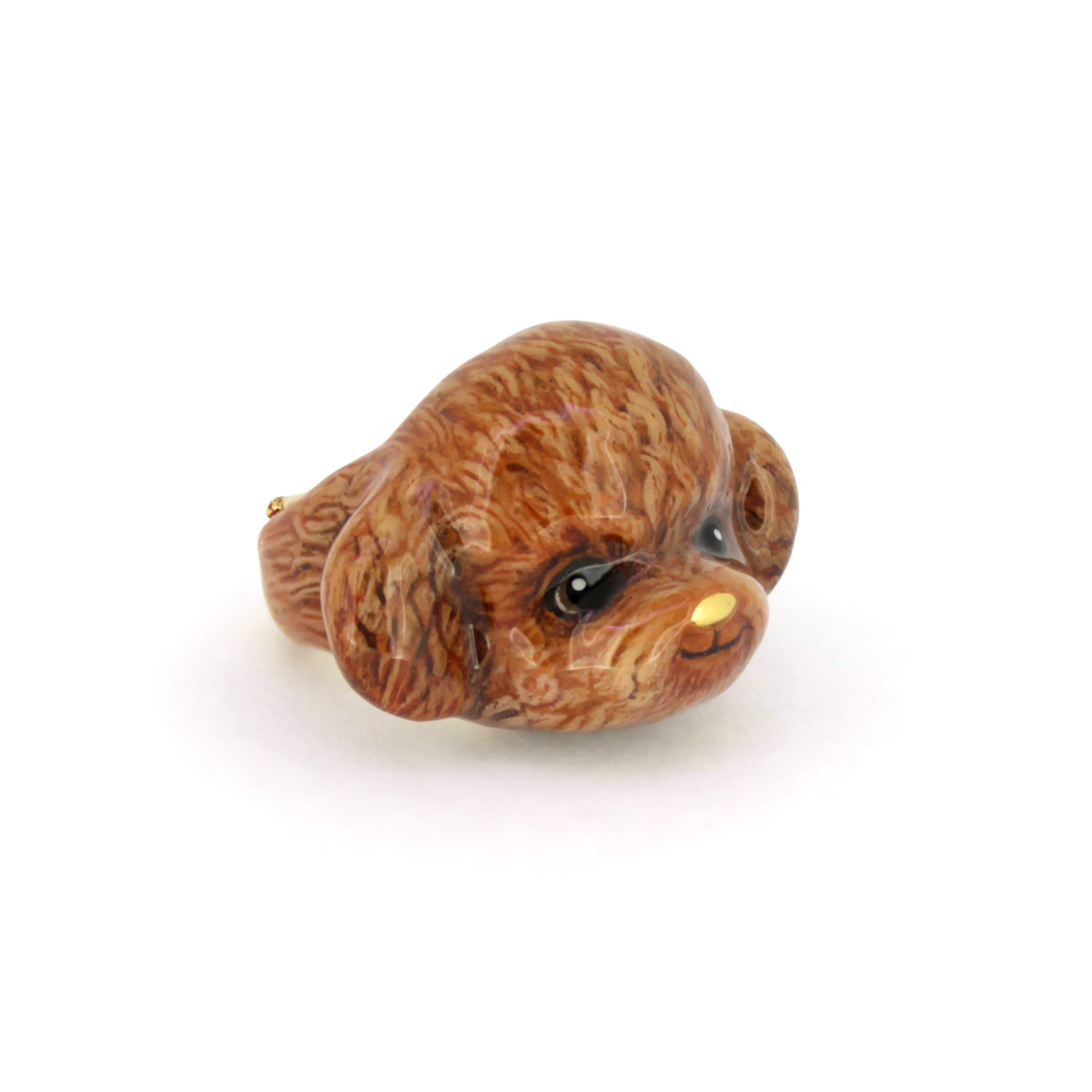 Unique hand-painted poodle ring showcasing detailed craftsmanship.