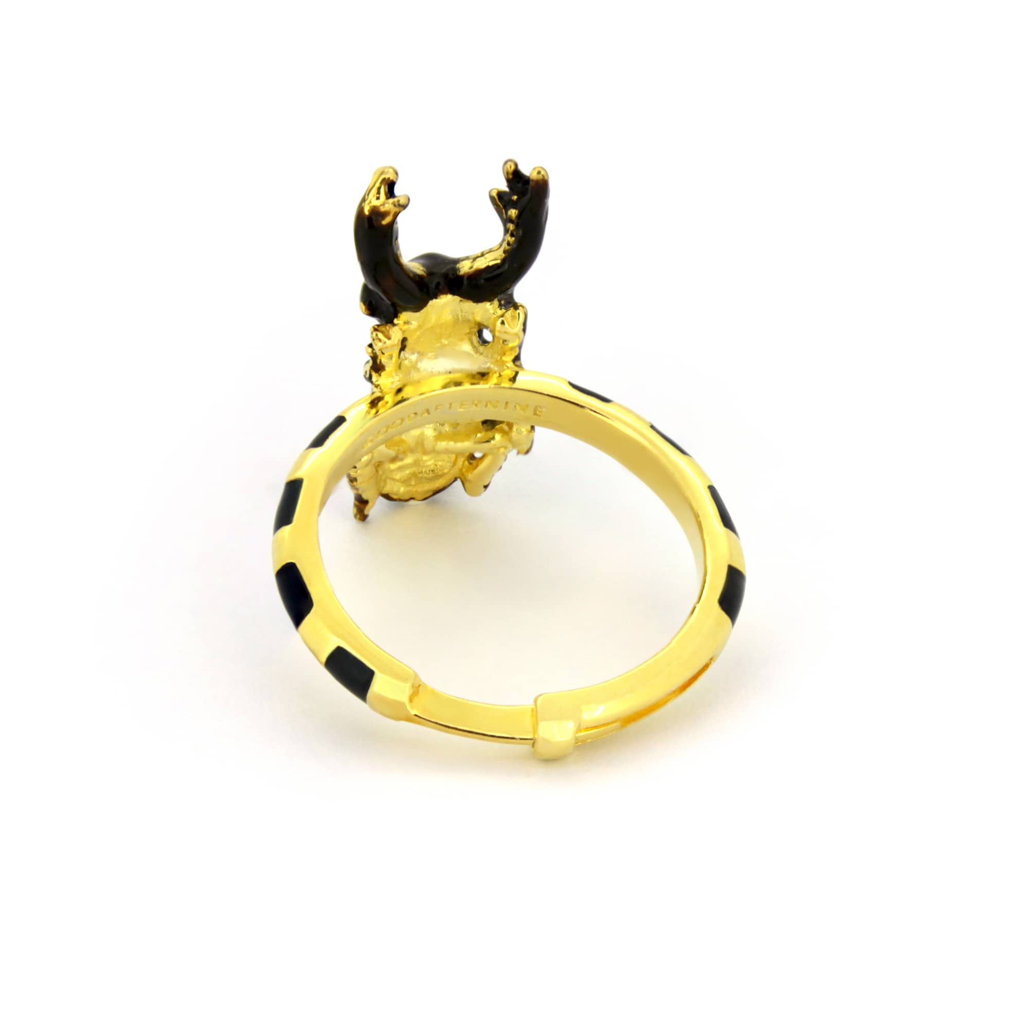 Handcrafted gold ring designed as a stag beetle, perfect for animal lovers.
