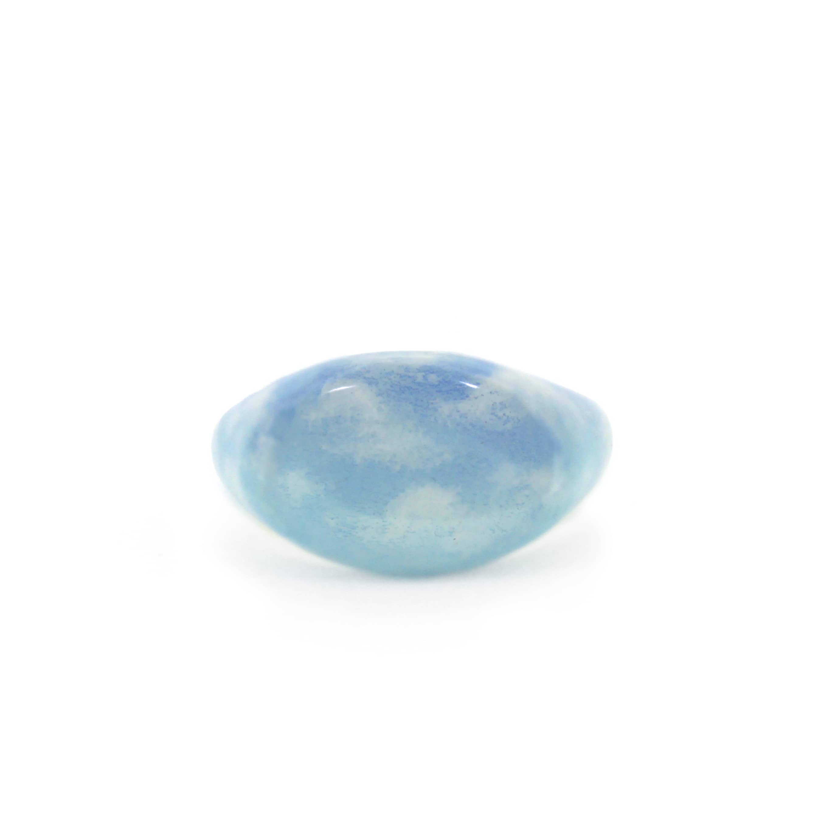 A beautiful hand-painted ring inspired by the sky with soft blue tones.