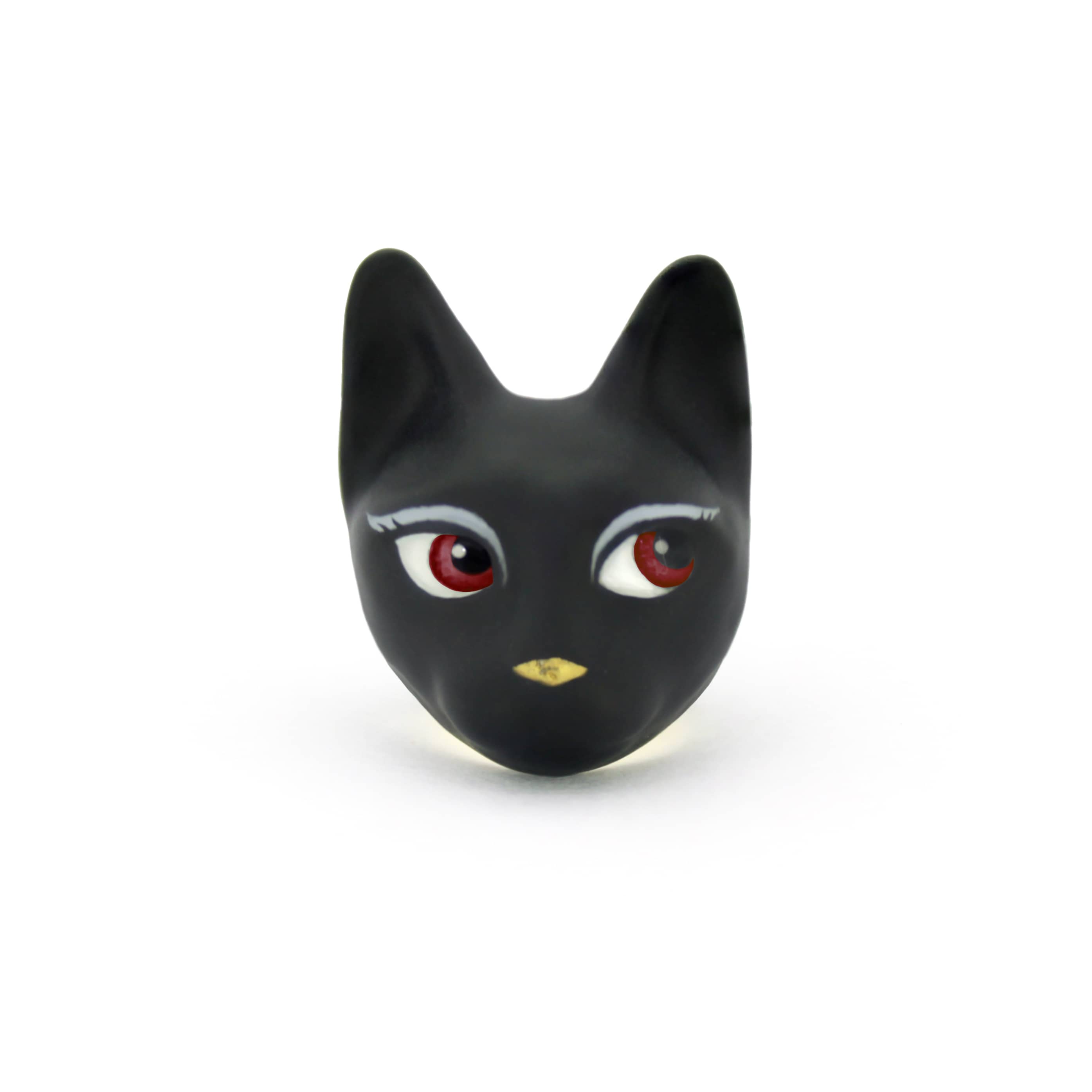 Artistic black cat ring with red eyes, perfect for cat lovers