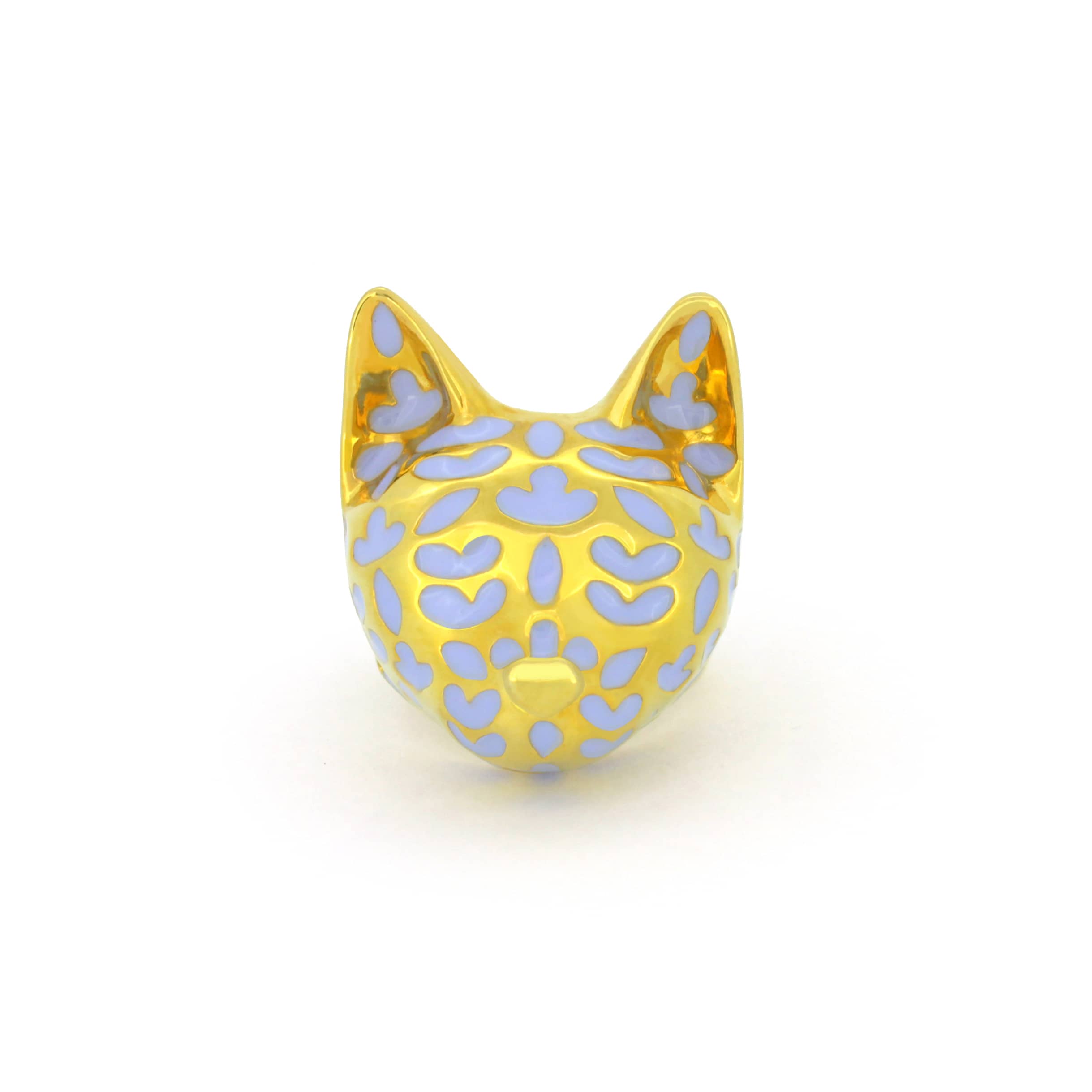 Elegant gold cat ring with lavender-inspired design