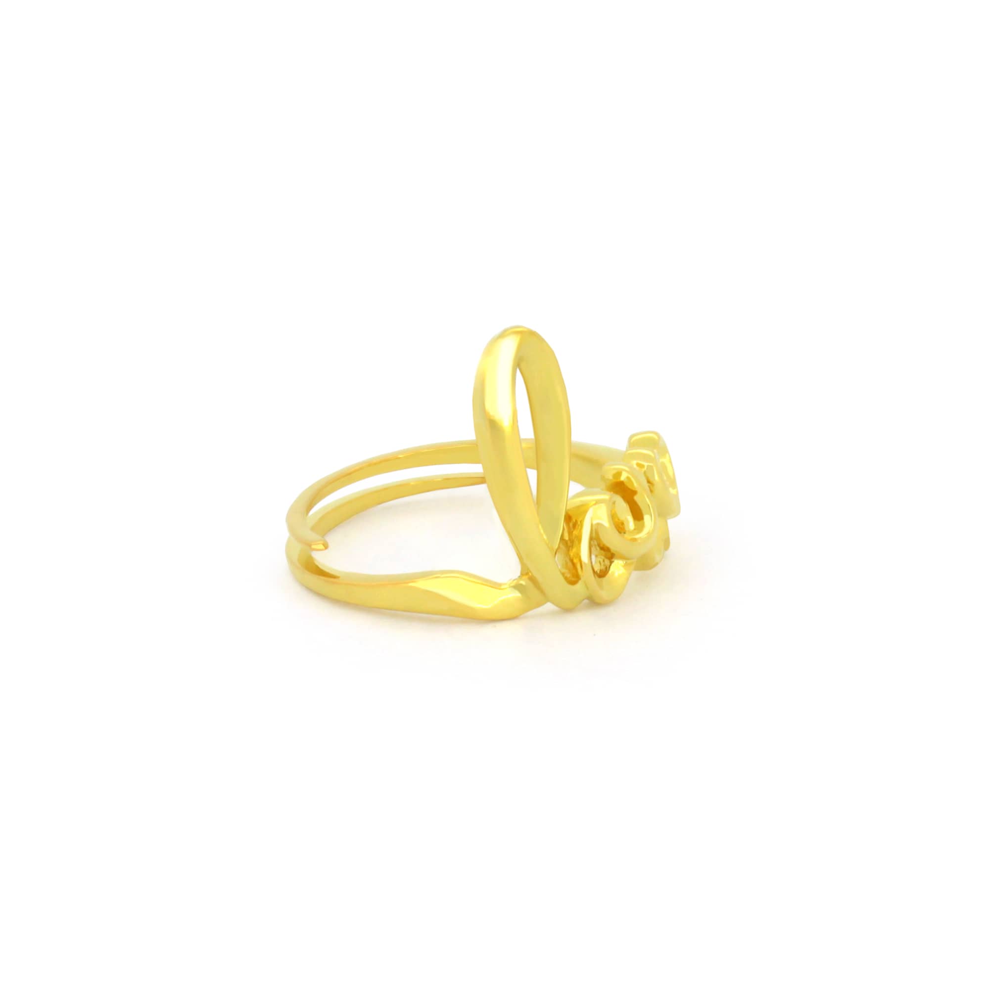 A beautiful golden ring with the word 'love' ideal for everyday wear.