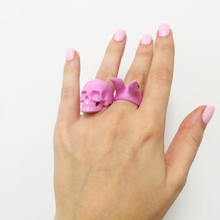 Pantone Rose Quartz Skull Ring