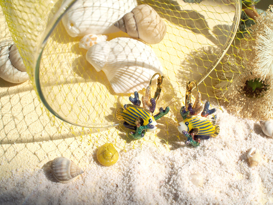 AngelFish and Reef Dormeuse earrings