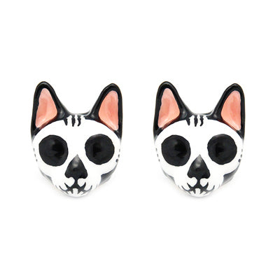 Mori Skull Cat Earrings