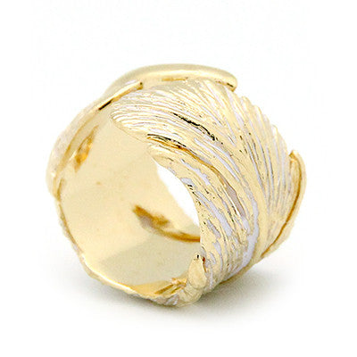 Feather Ring Gold-White