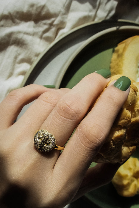 Lucky Barn Owl Ring 925 Sterling Silver