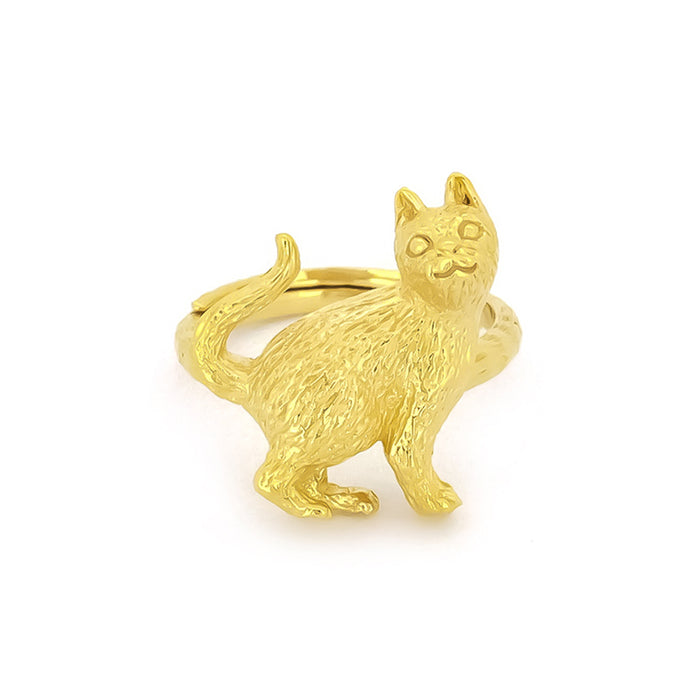 Murmur Stand Up Cat Ring 925 Sterling Silver