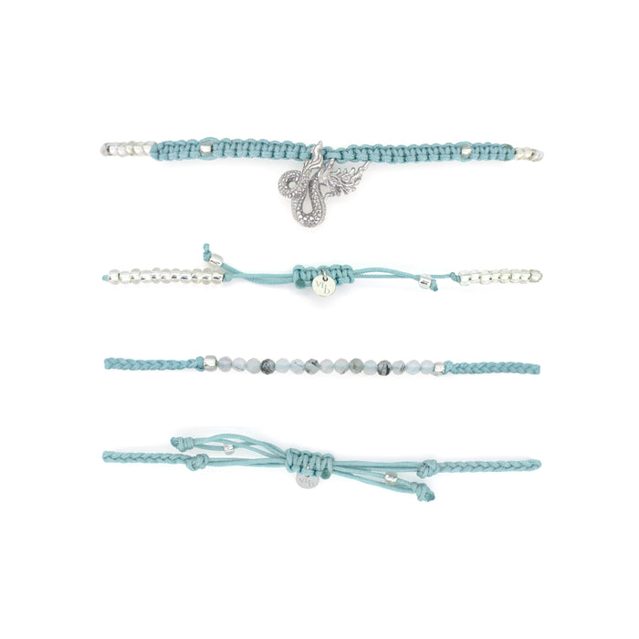 Naga Silver-Cyan SET Bracelets / Favora - Lucky