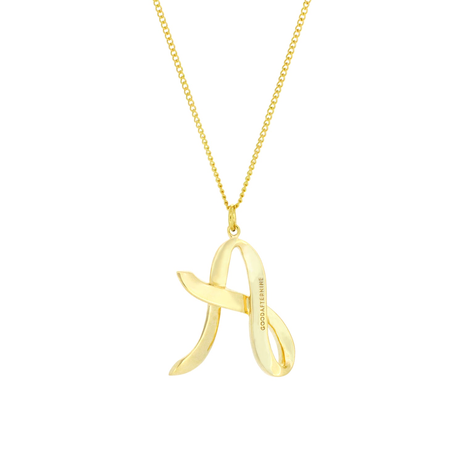 Beautiful gold plating finish necklace showcasing an artistic letter A