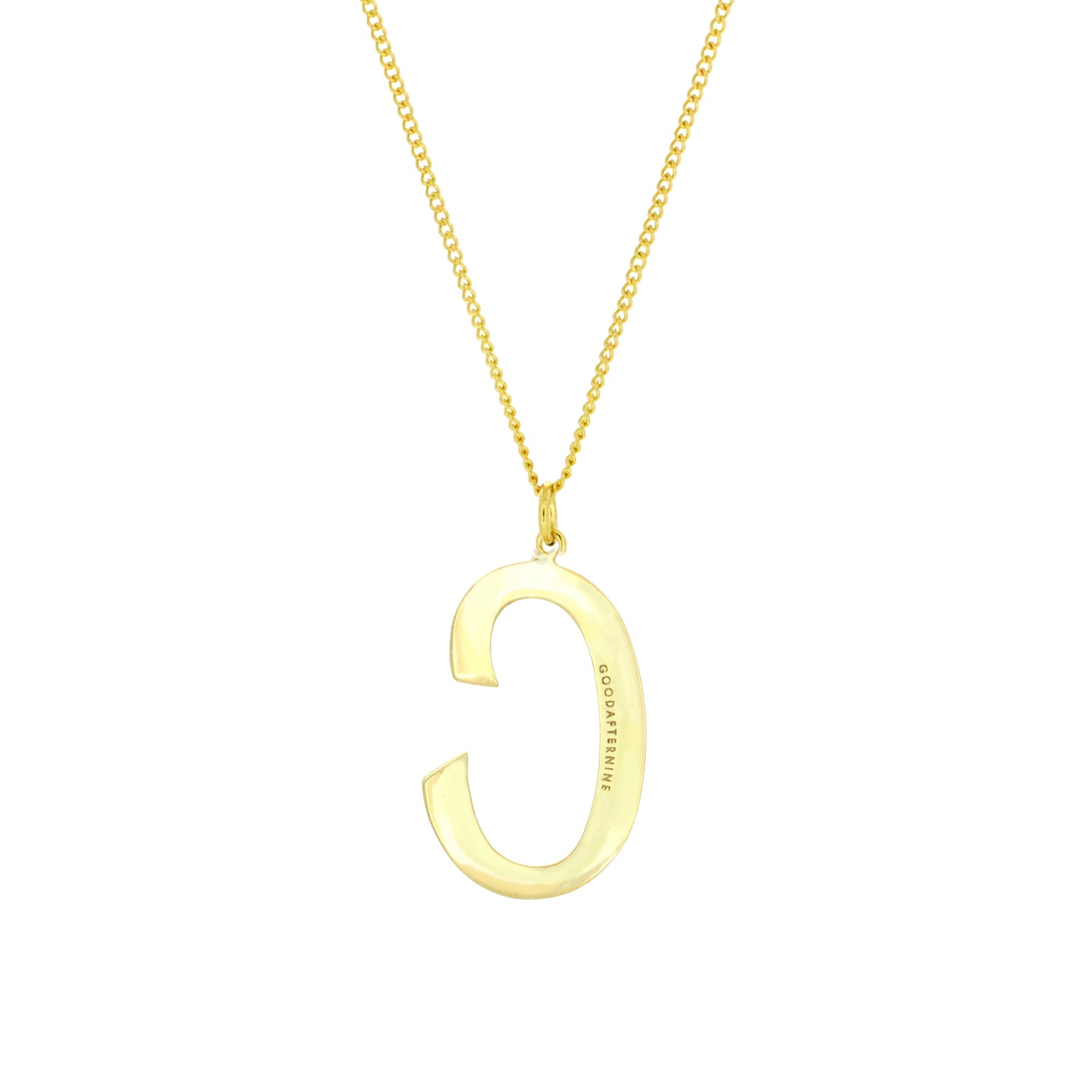 Stylish gold color initial pendant necklace with letter 'C'.