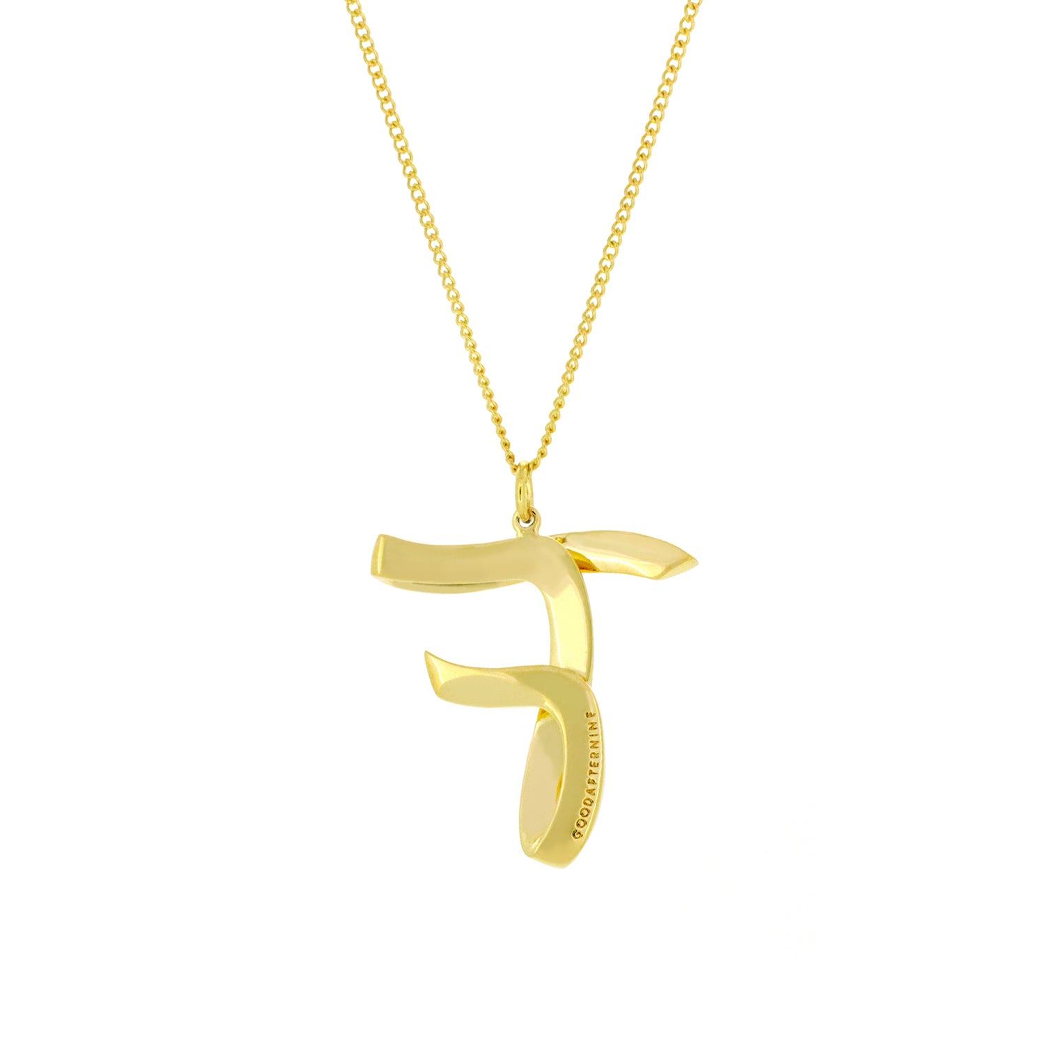 Gold-colored necklace with a beautiful letter F pendant.