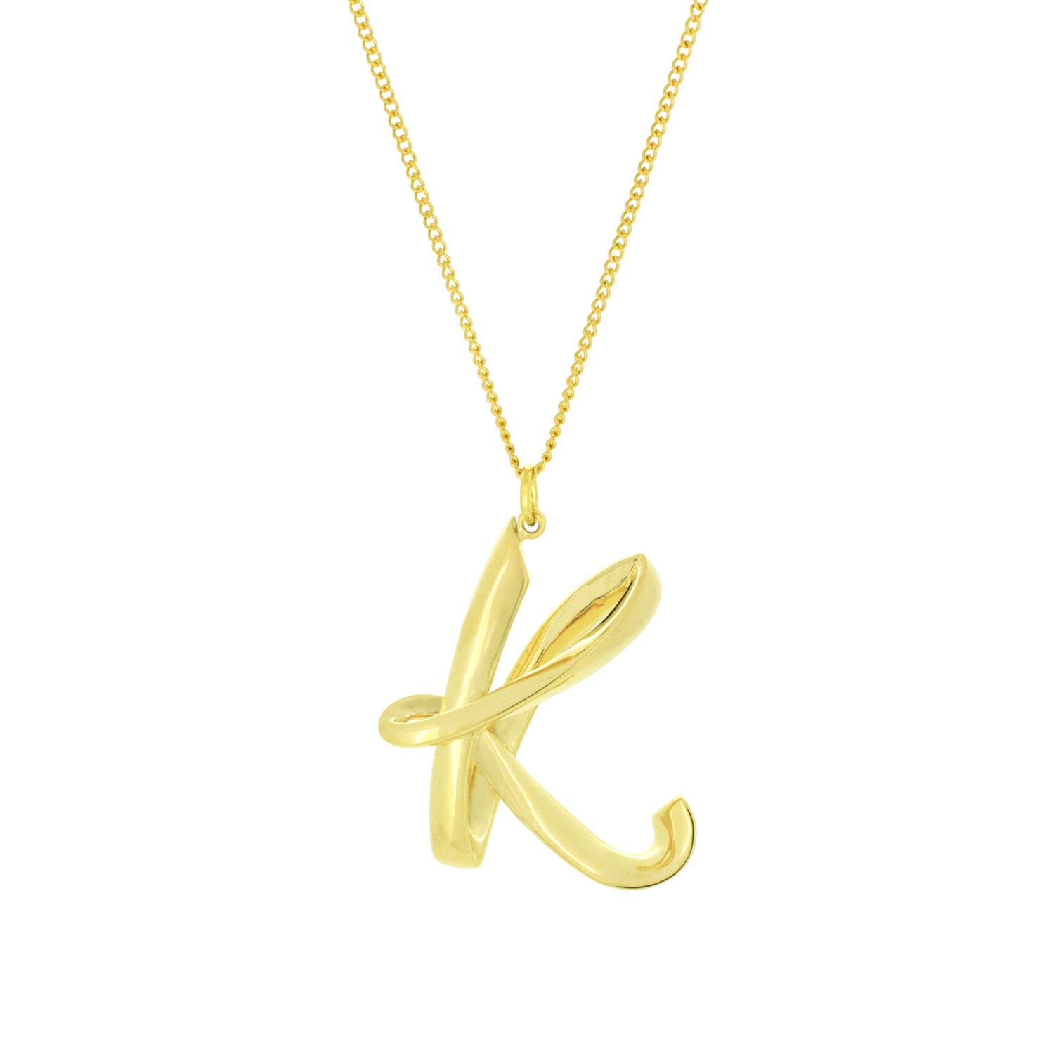 Trendy necklace with a gold-colored letter K pendant for fashion lovers.
