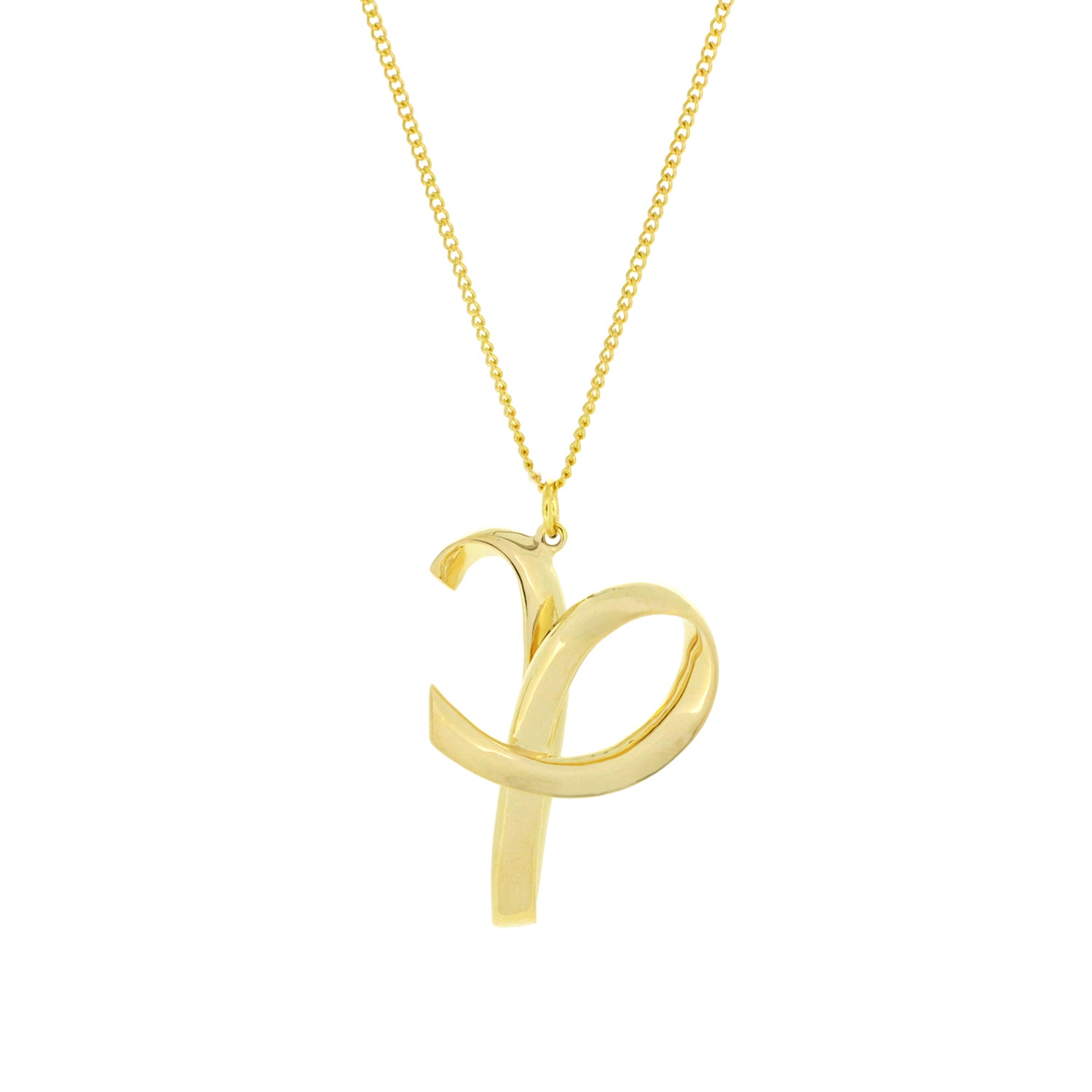 Charming gold plating finish necklace featuring an artistic letter P.