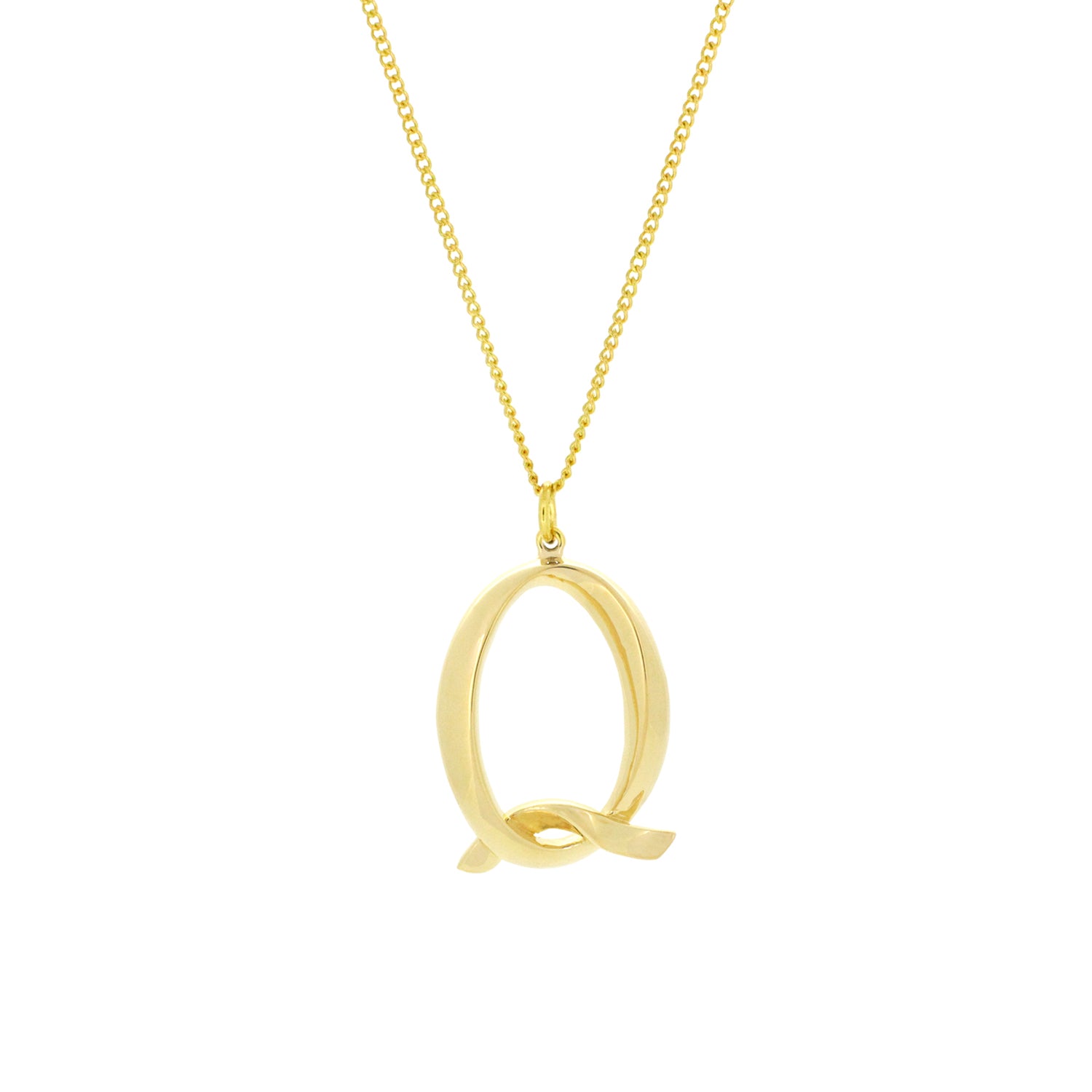 Trendy necklace with a gold-colored letter Q pendant for fashion lovers.