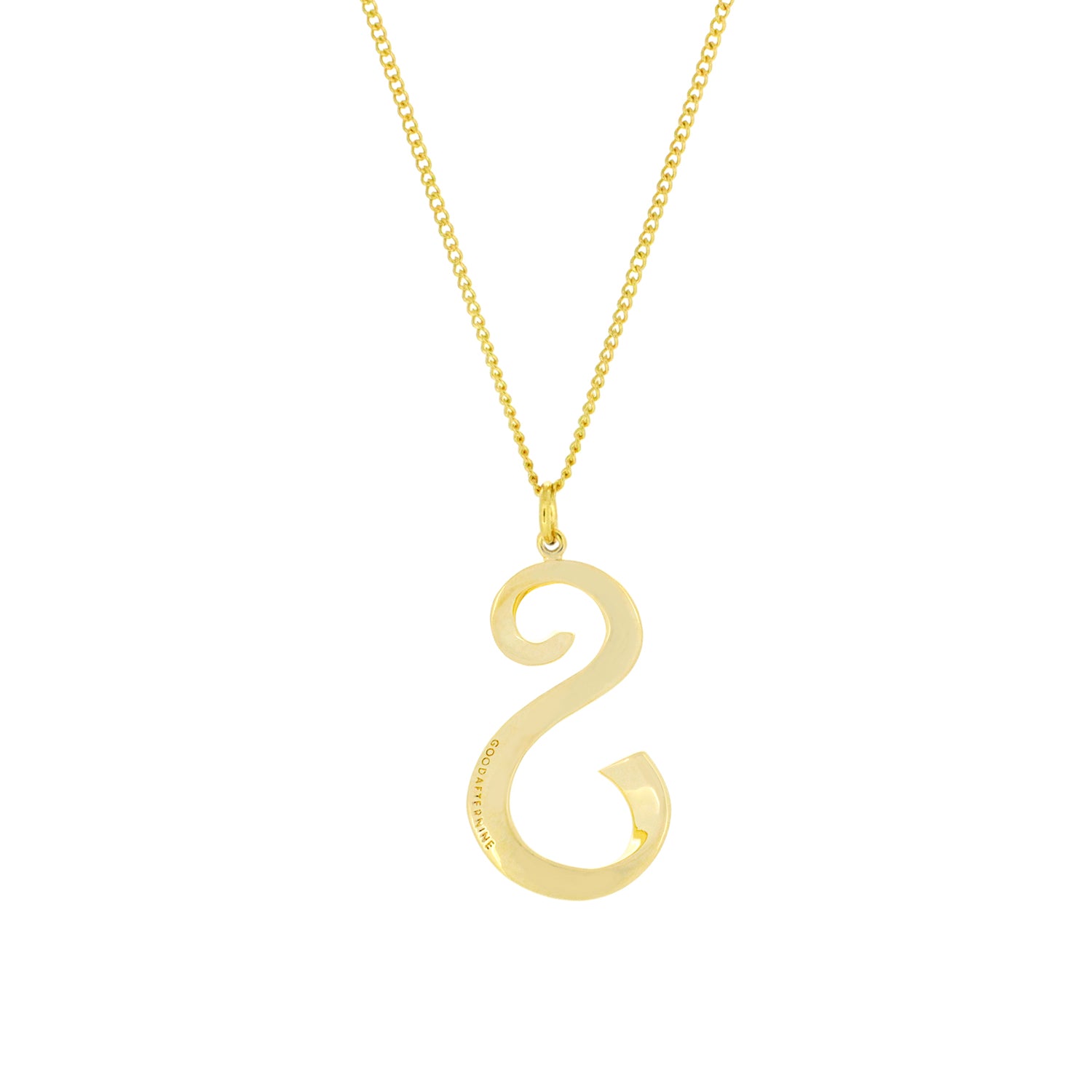 Beautiful gold plating finish necklace showcasing an artistic letter S.