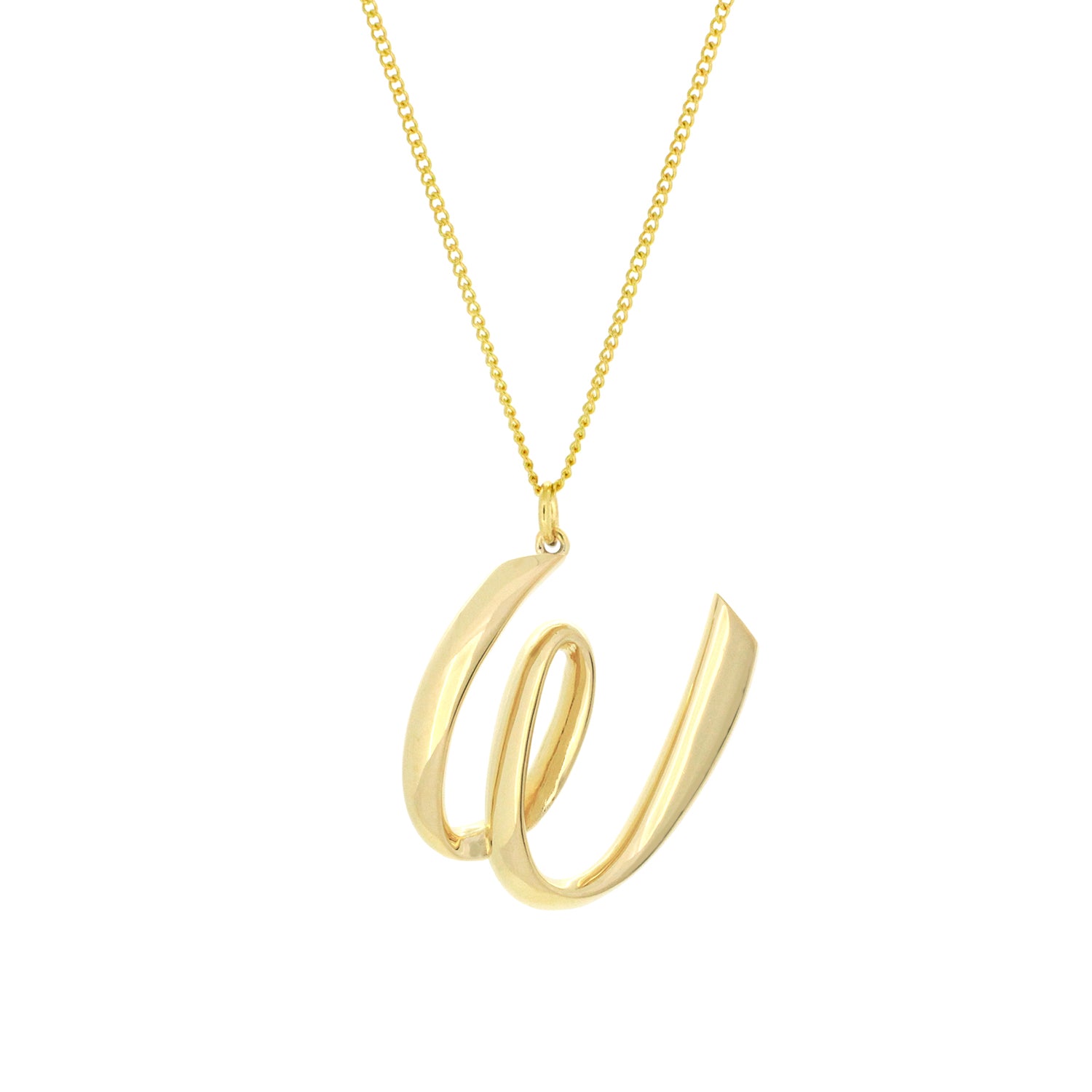 Elegant gold plating initial necklace featuring a stylish 'W' pendant.