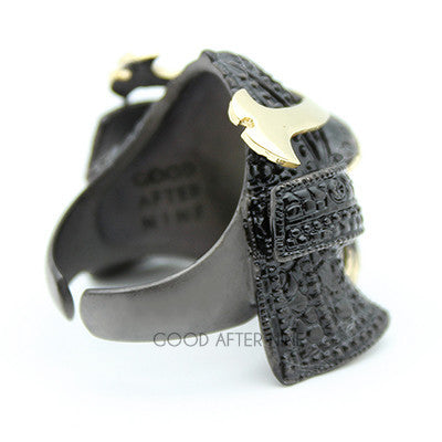 Unique ring designed as a samurai helmet with intricate details