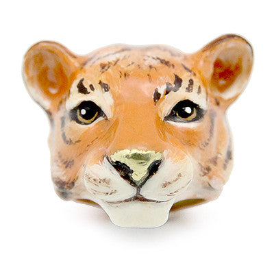 Handcrafted tiger ring showcasing intricate craftsmanship, perfect for animal lovers.