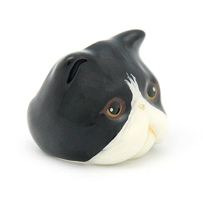 Cute black and white cat ring with detailed facial features.