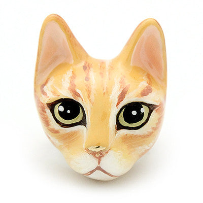 Hand-painted ring showcasing a charming orange cat face