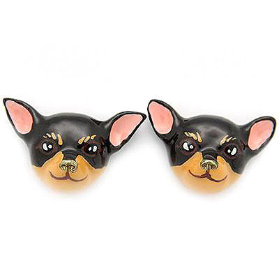 Adorable handmade earrings showcasing chihuahua dog design, perfect for dog lovers.
