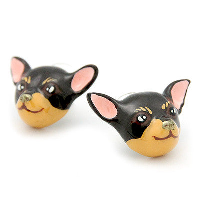 Adorable handmade earrings showcasing chihuahua dog design, perfect for dog lovers.