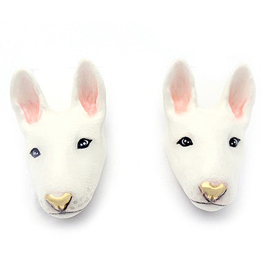 Adorable bull terrier earrings perfect for dog lovers.