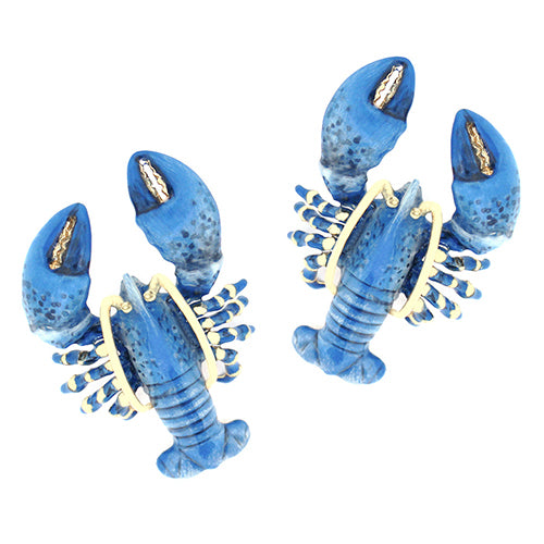 Artisan-crafted earrings showcasing a blue lobster