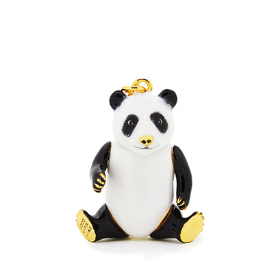 Adorable black and white panda pendant on a gold chain, perfect for animal lovers.