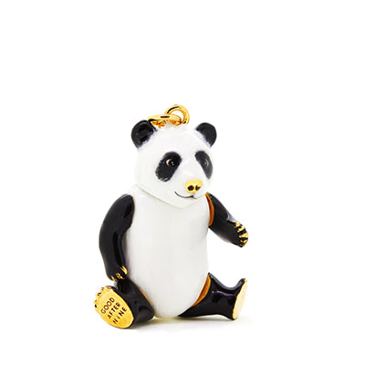 Nature-inspired black and white panda pendant on a gold chain, perfect for animal lovers.