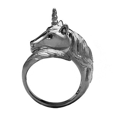 Fantasy-themed ring designed in the shape of a unicorn's head.