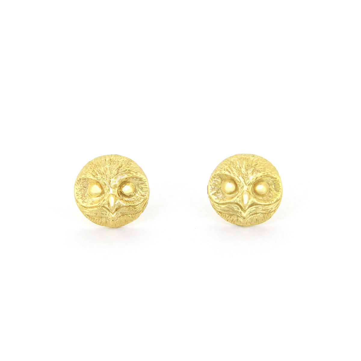 Elegant gold earrings featuring an owl design.