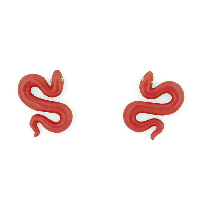 S Snake Red Earrings  | Candy Snake