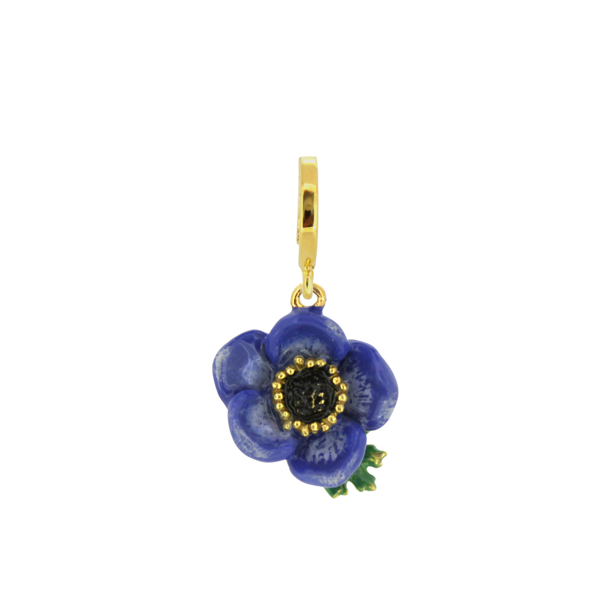 Purple anemone charm with a clicker ring.