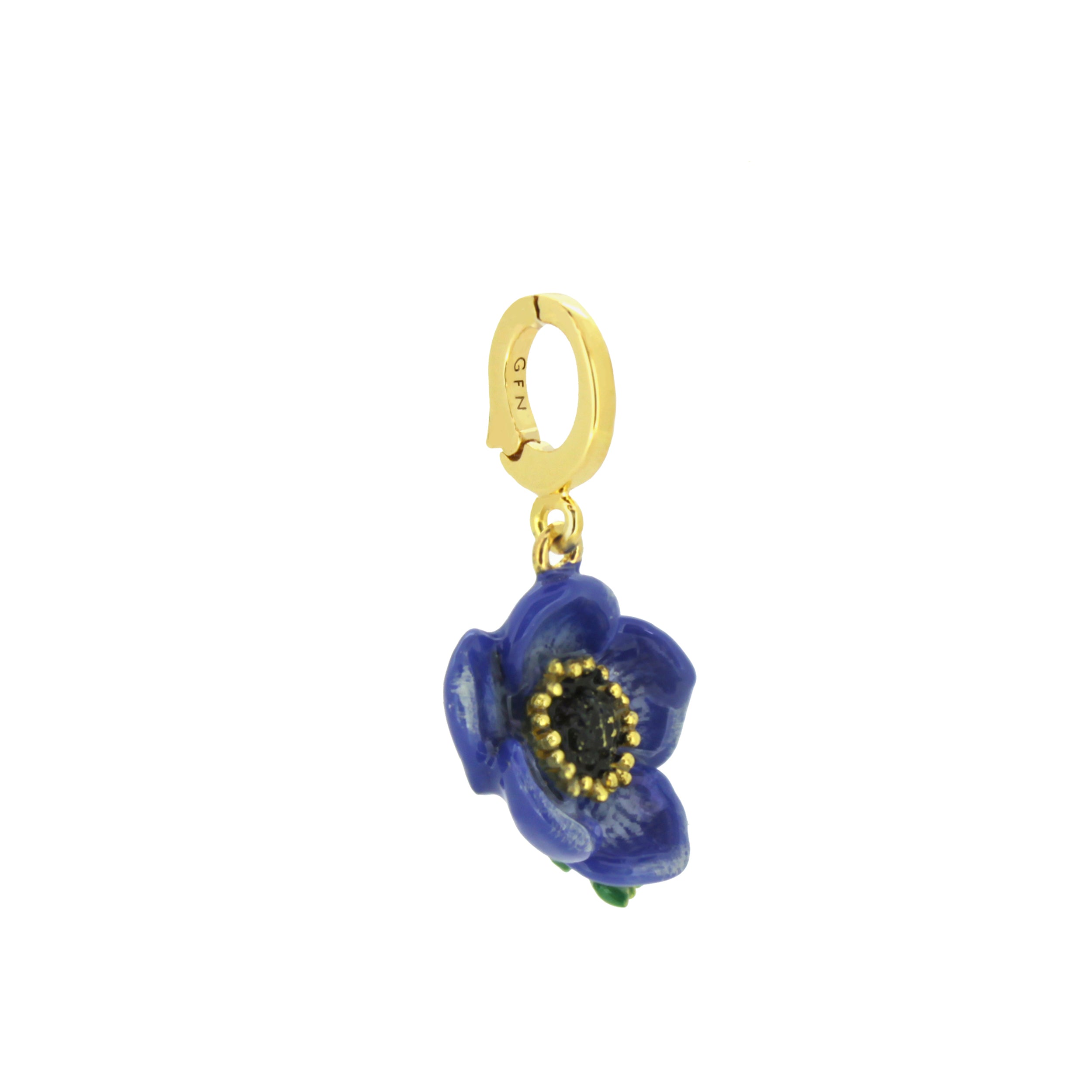 Purple anemone charm with a clicker ring.