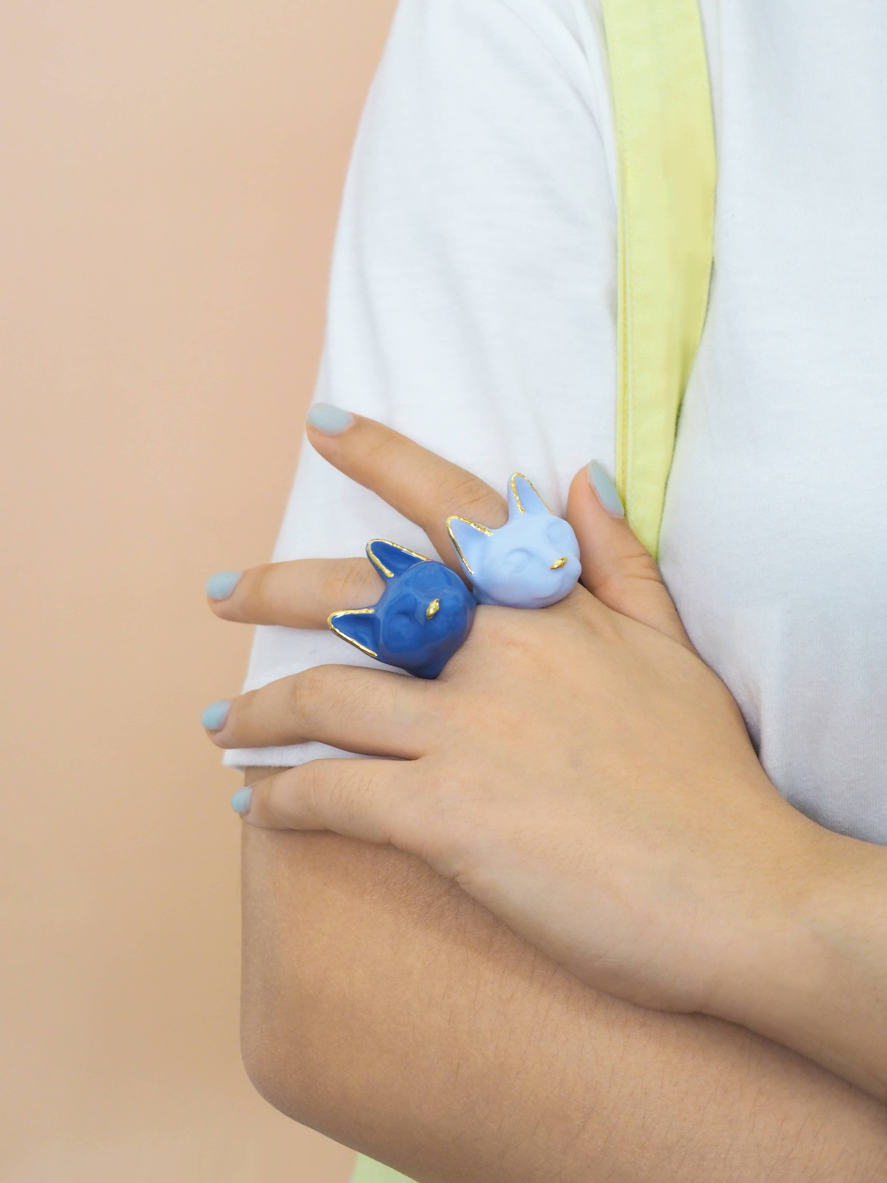 Nostalgia Blue Cat Ring  | MaewMarch