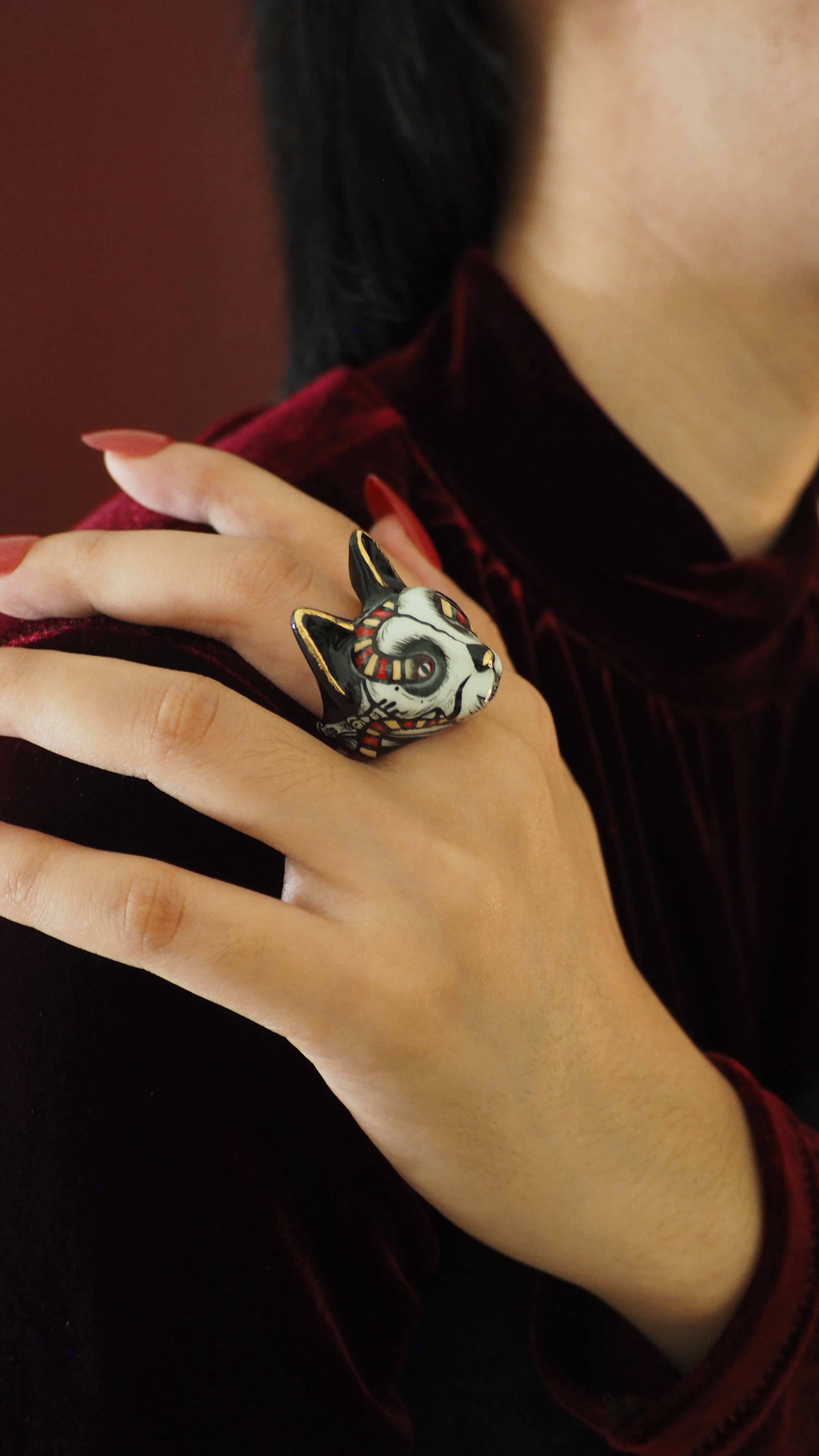 Snake Skull Cat Ring | MaewMarch